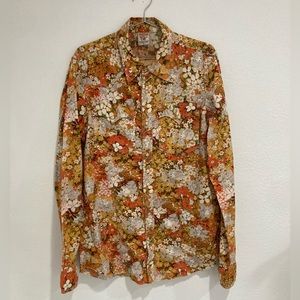 True Religion Orange Pearl Snap Western Shirt